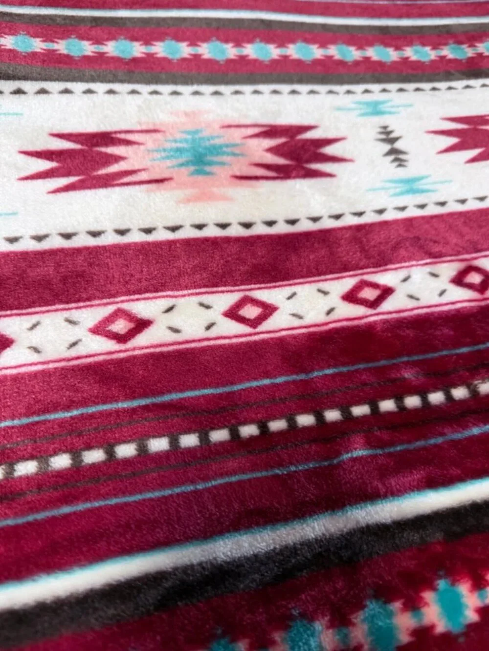 Burgundy Southwestern Stripe Aztec Tribal Throw Blanket - Home Bedding